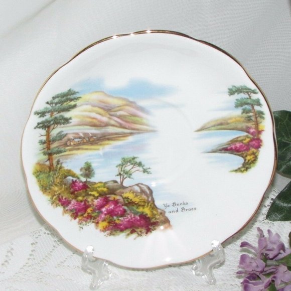 Vintage Queen Anne Bone China Saucer for Teacup YE BANKS & BRAES Cottagecore - Picture 1 of 6
